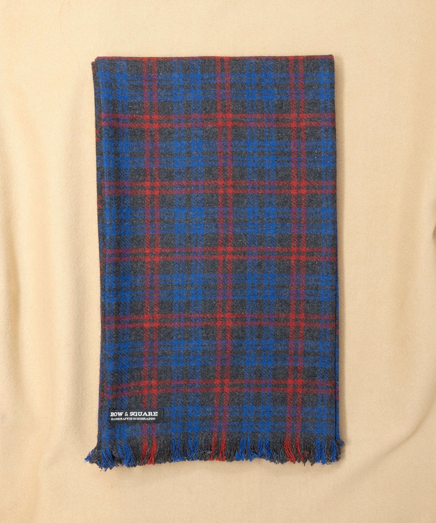 Blue & Red Plaid Tweed Scarf