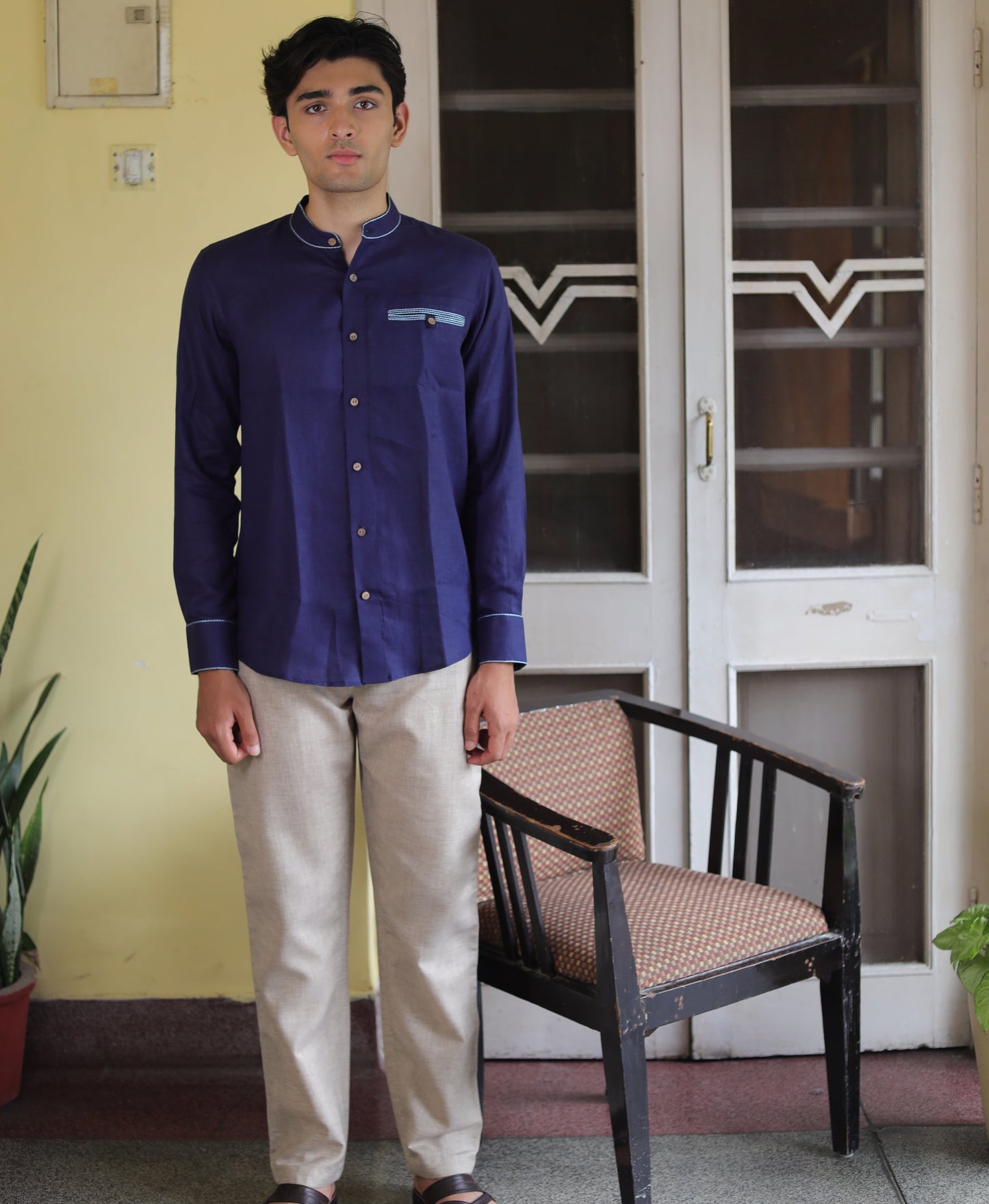 Cotton Linen Leisure Pants - Natural Beige