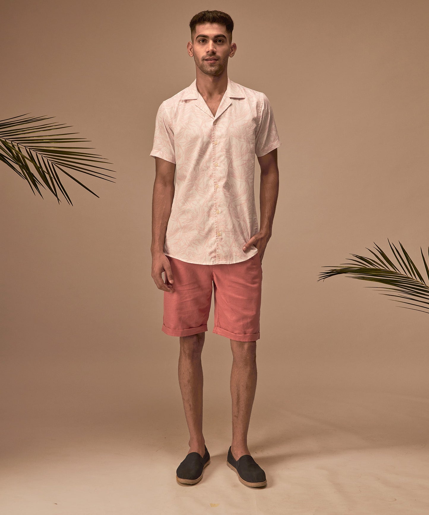 Salmon Linen Shorts