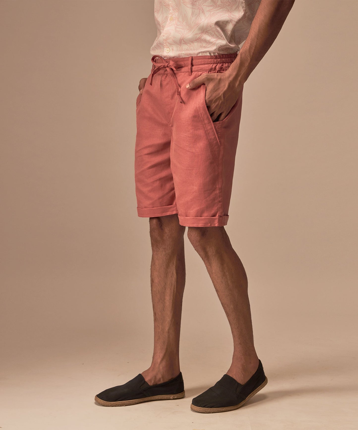Salmon Linen Shorts