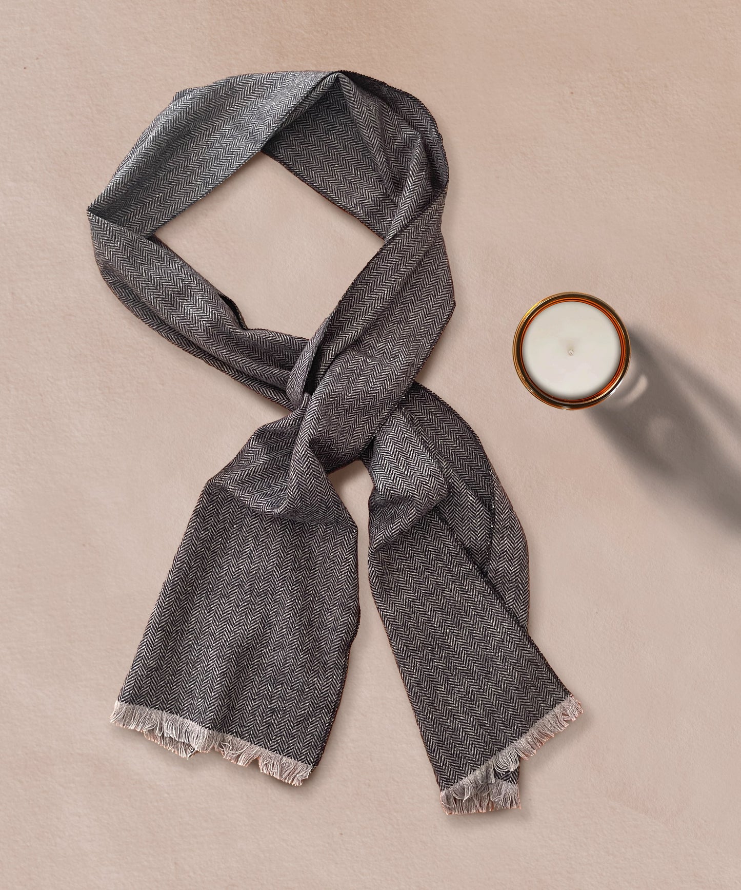 Anchor Grey Herringbone Tweed Scarf
