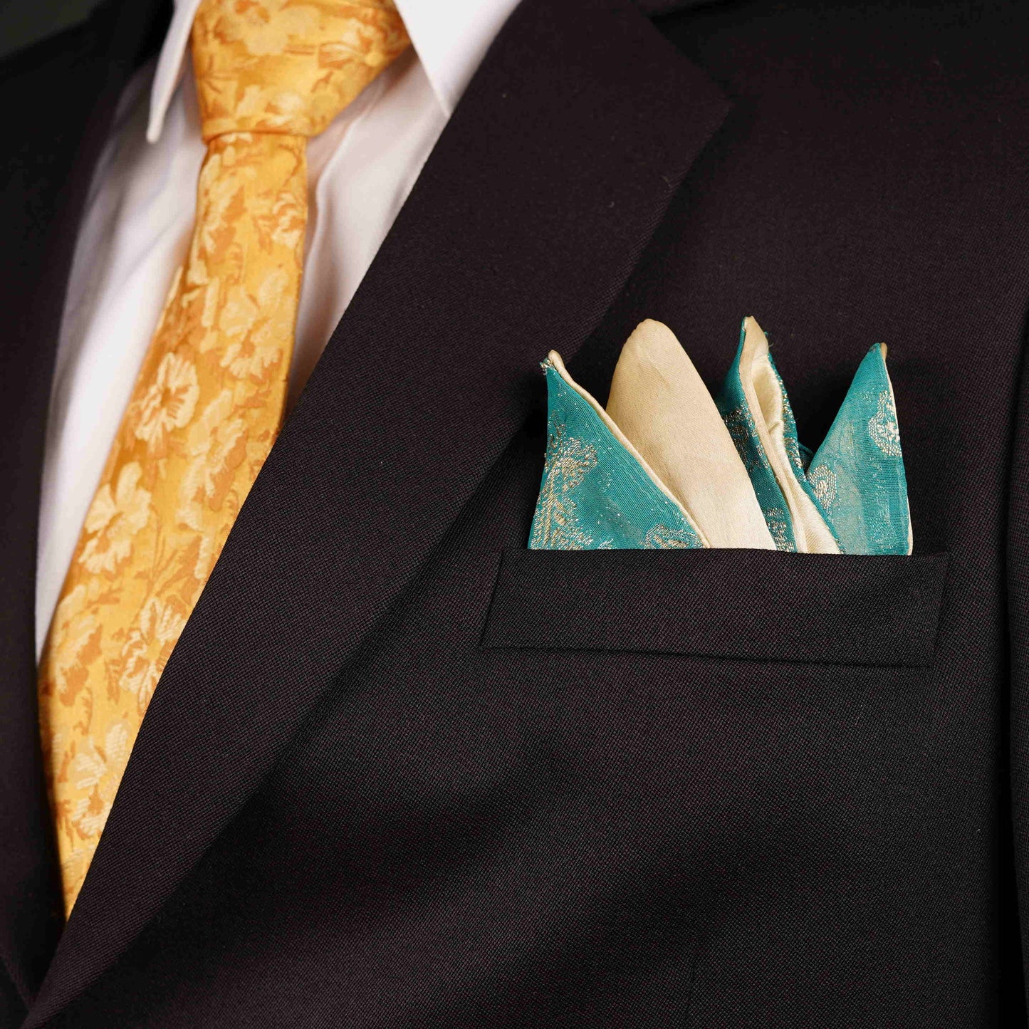After 8 Geometric Green Pocket Square