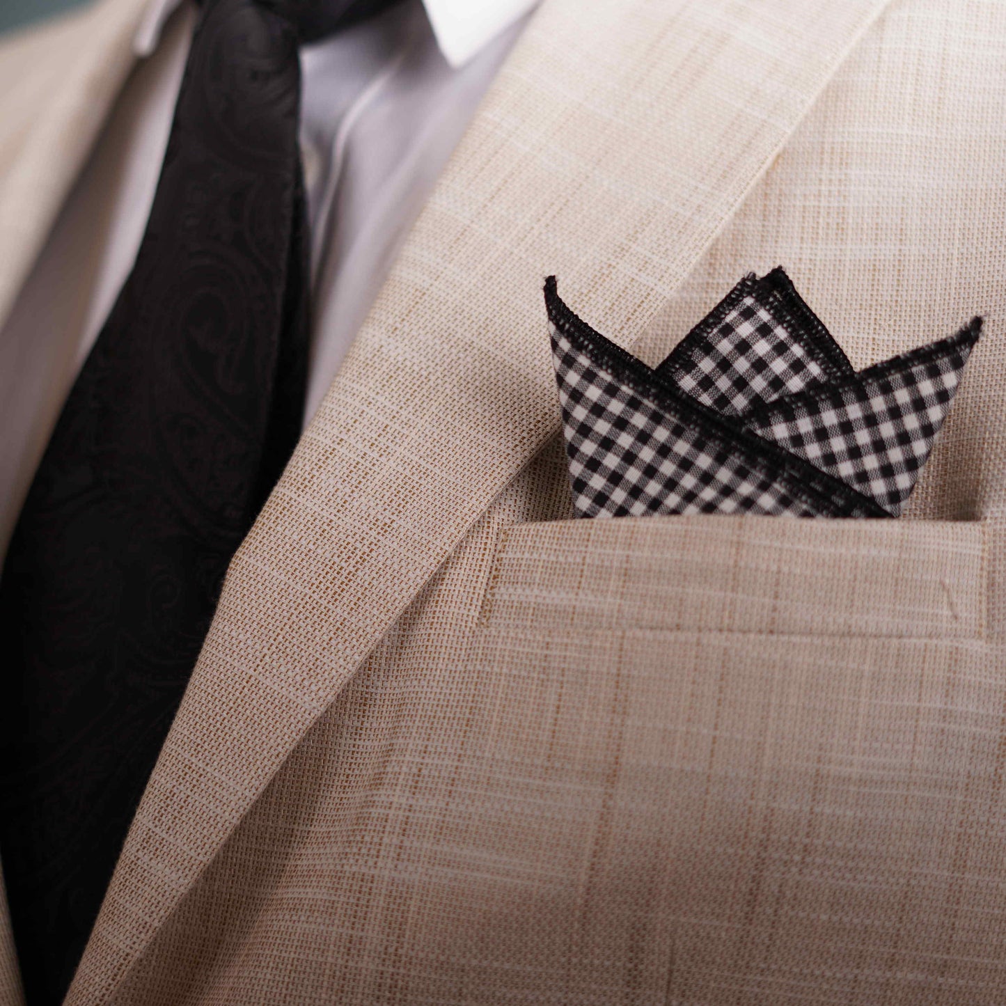 Monochrome Geometric Black Pocket Square