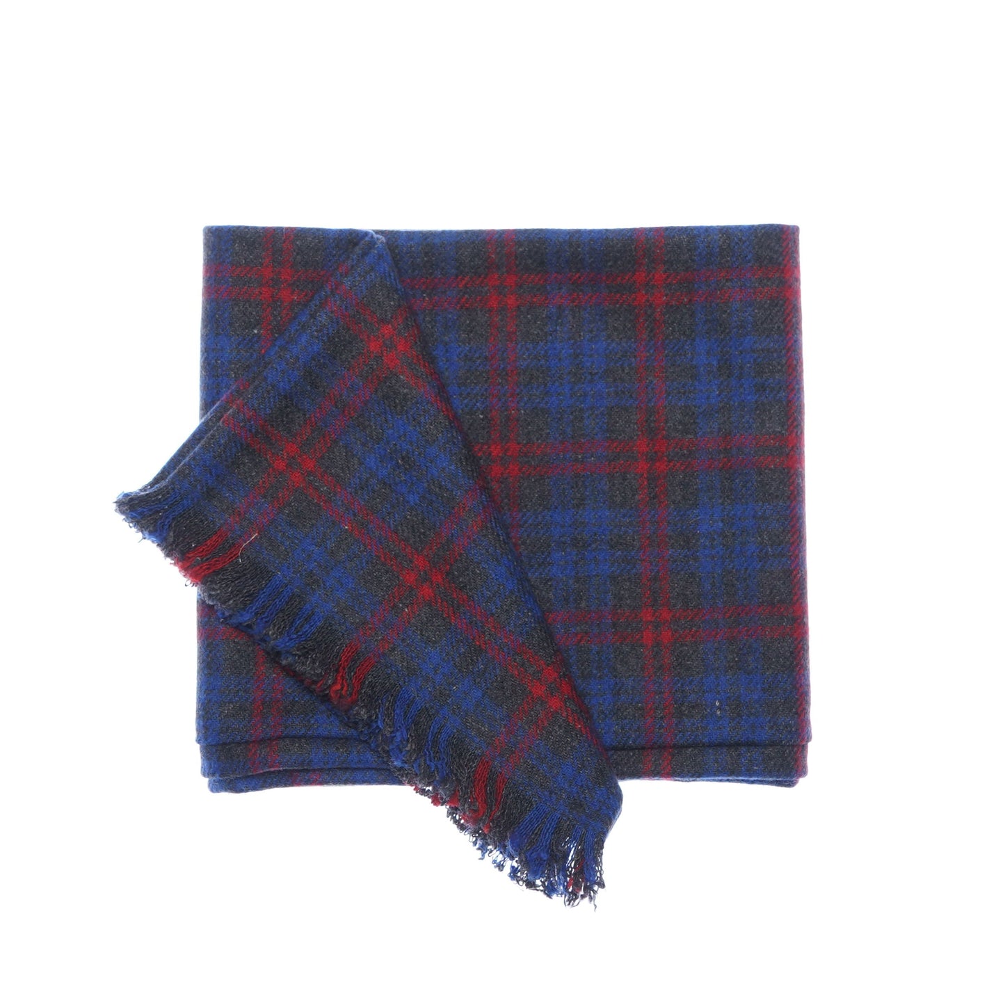 Blue & Red Plaid Tweed Scarf