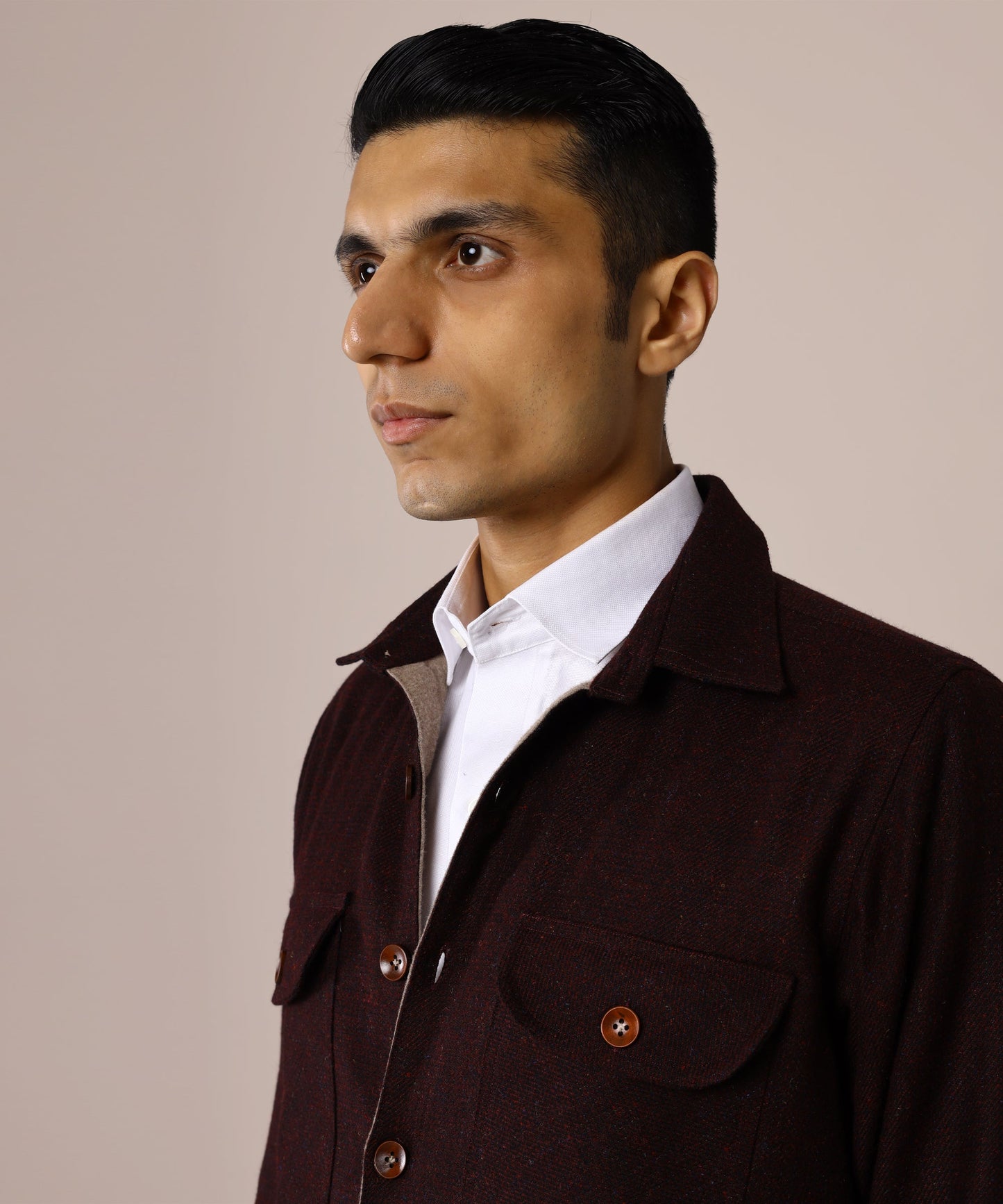 Wine Tweed Overshirt