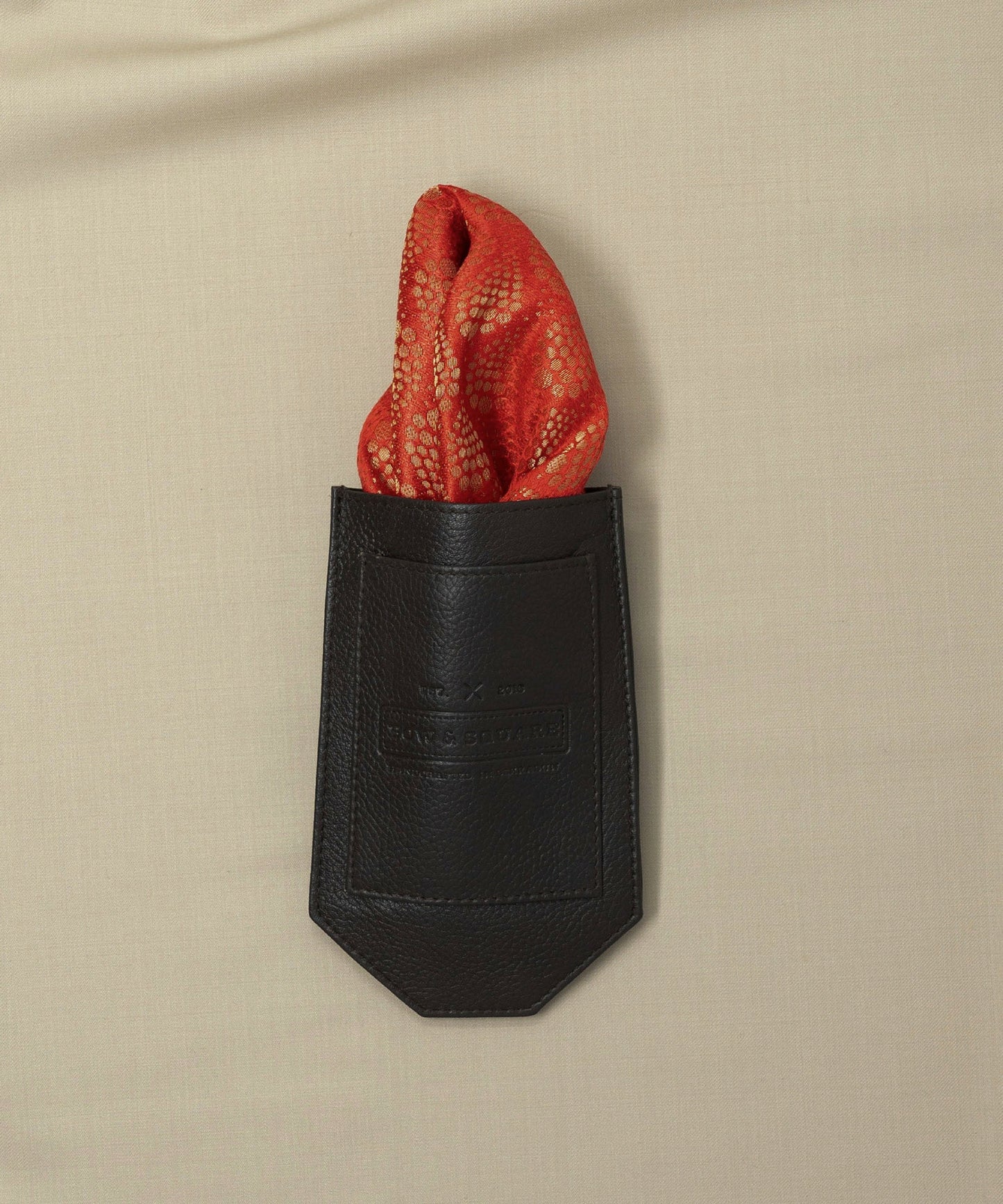 After 8 Geometric Red Pocket Square