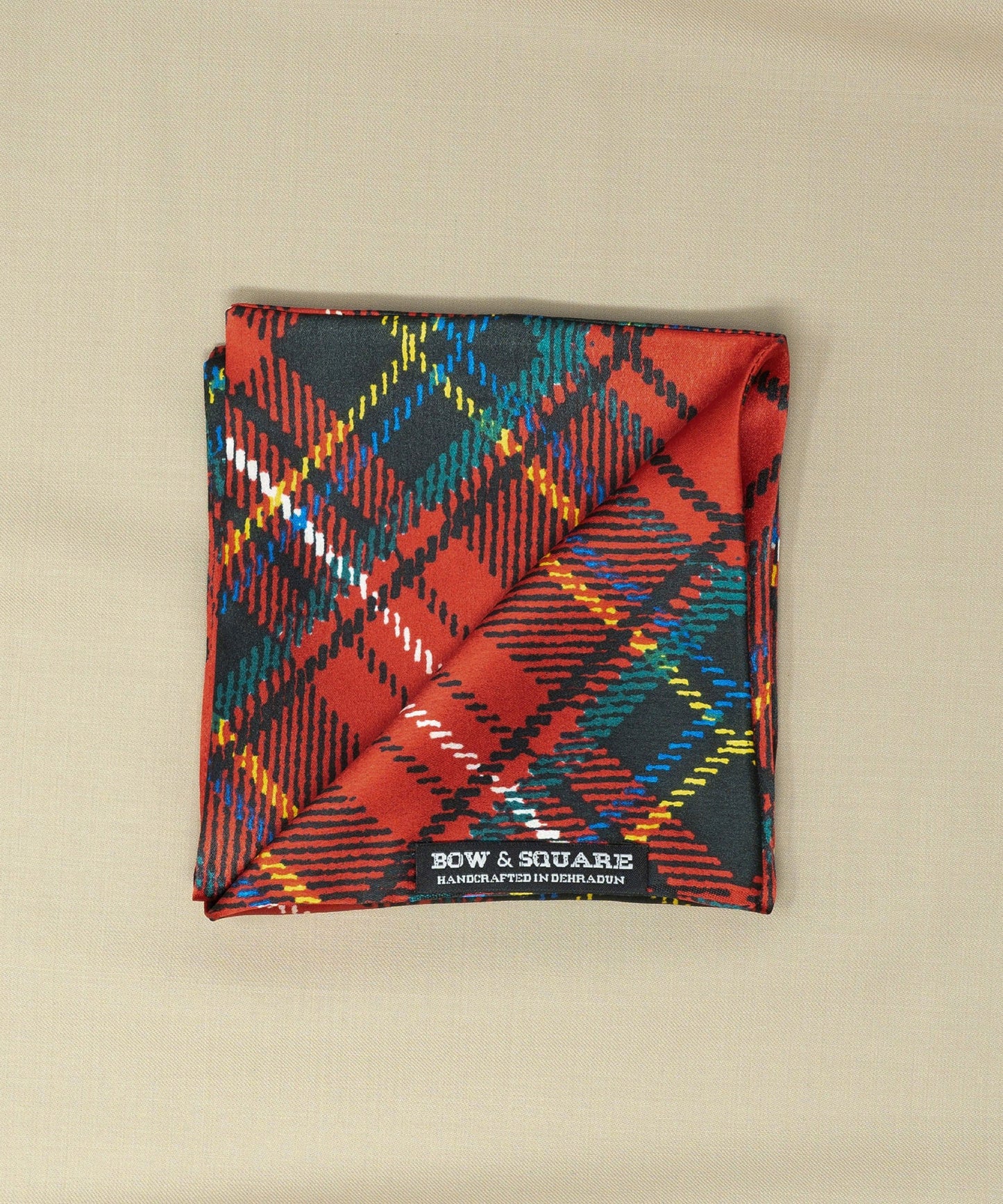 After 8 Geometric Red Pocket Square