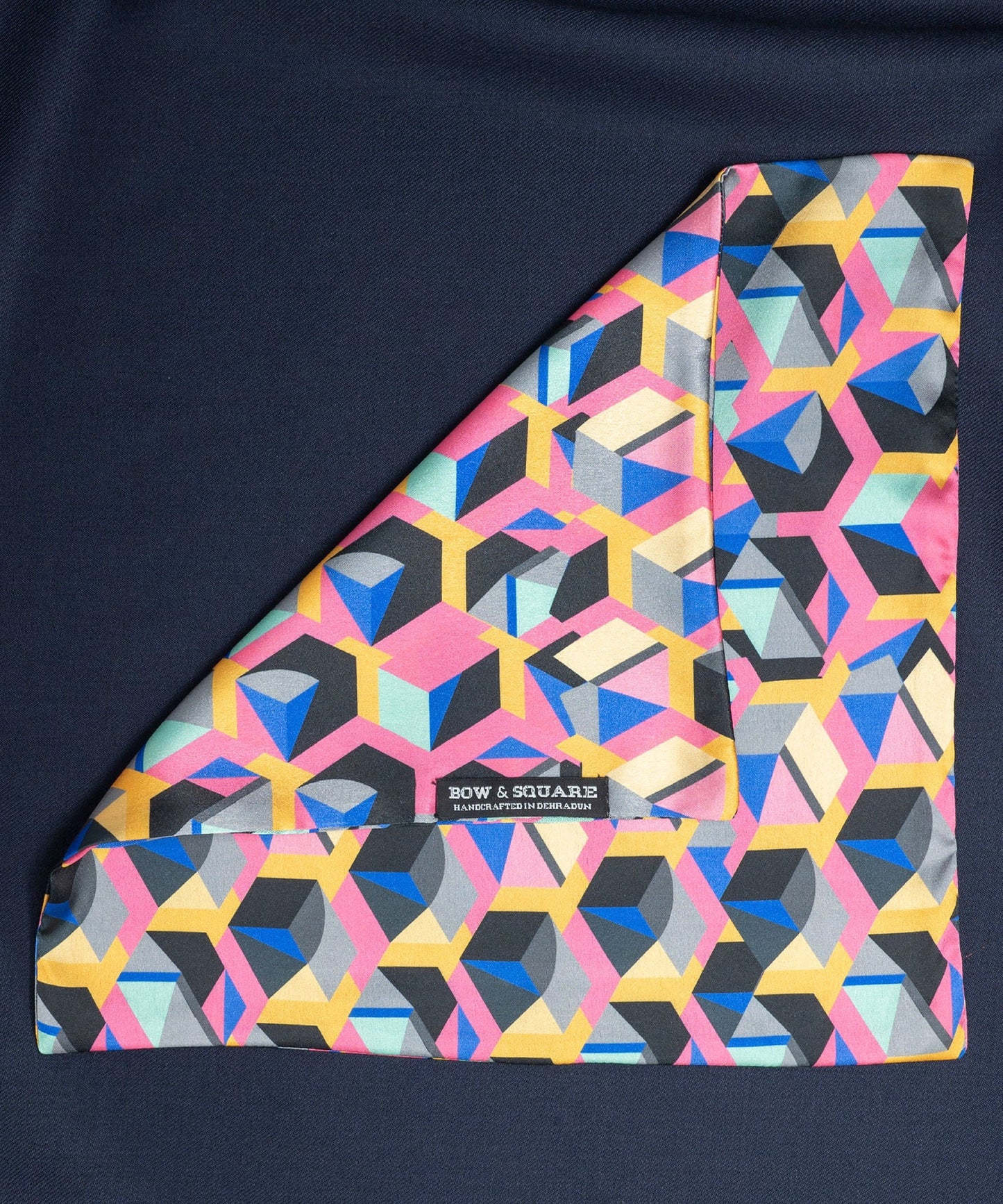 After 8 Geometric Pink Pocket Square