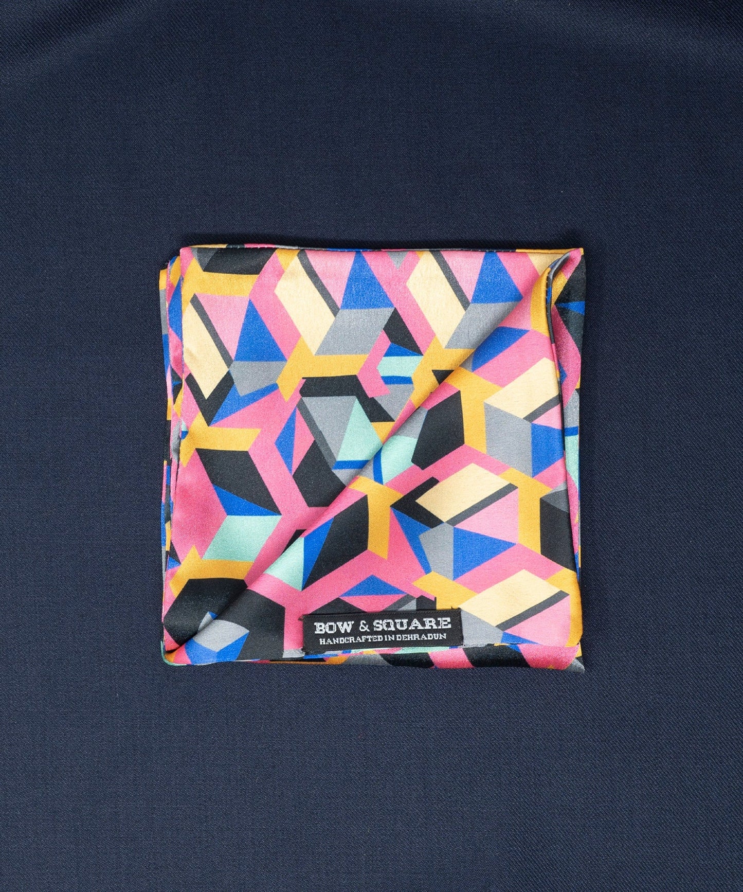 After 8 Geometric Pink Pocket Square