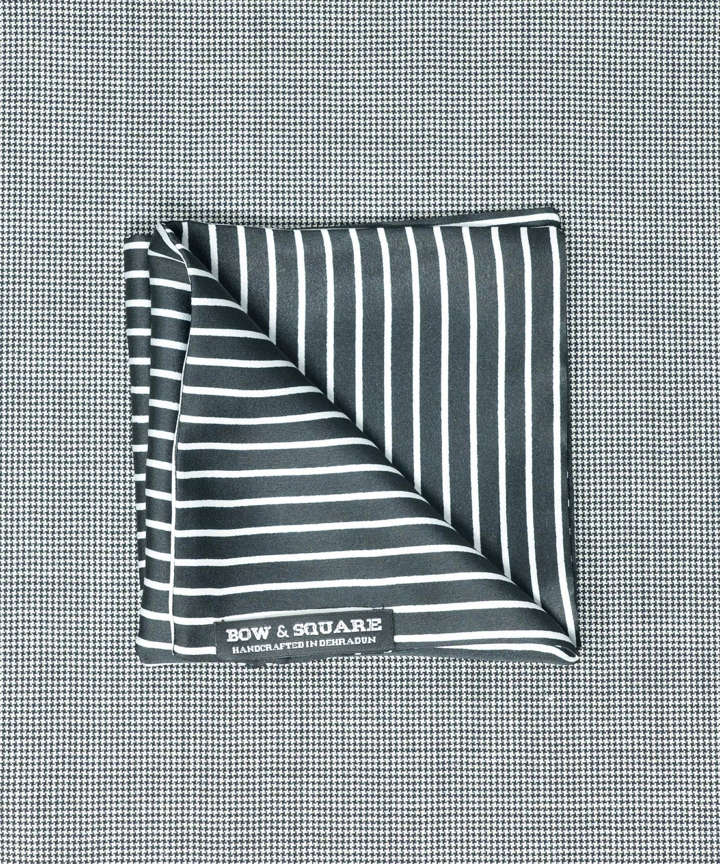 Monochrome Striped Black Pocket Square