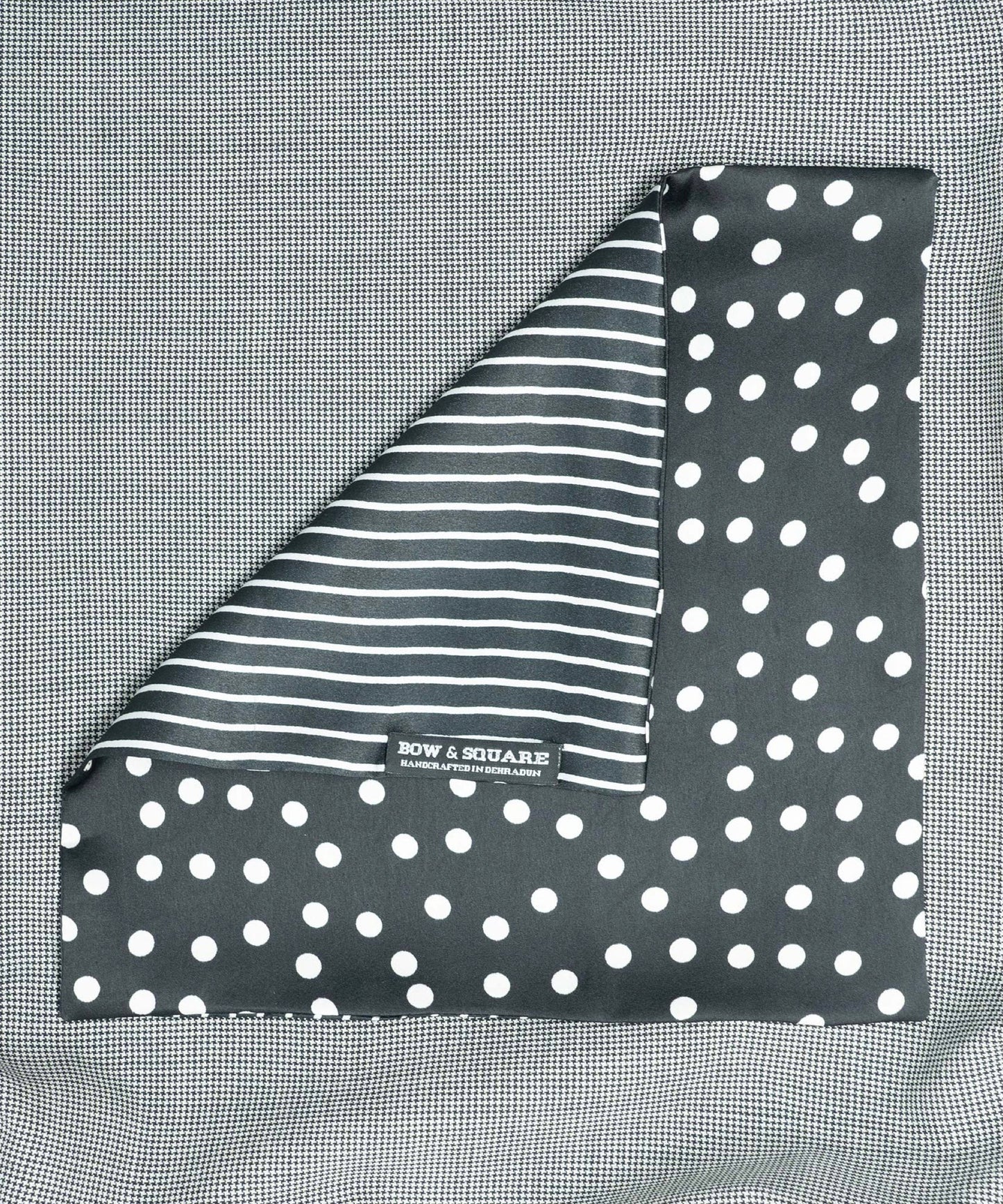 Monochrome Polka Dot Black Pocket Square