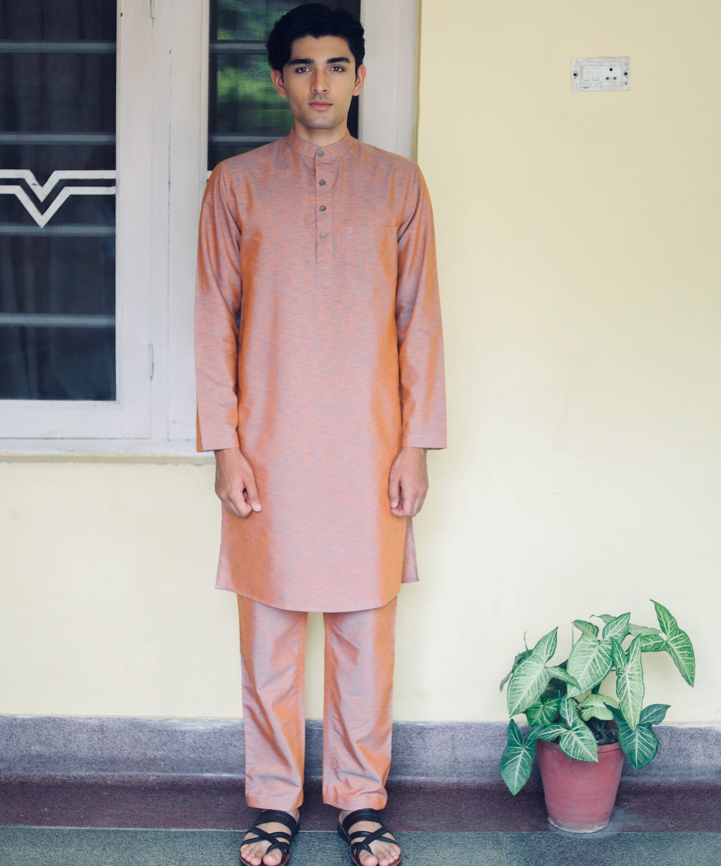 Sunset Spice Linen Kurta Pyjama Set