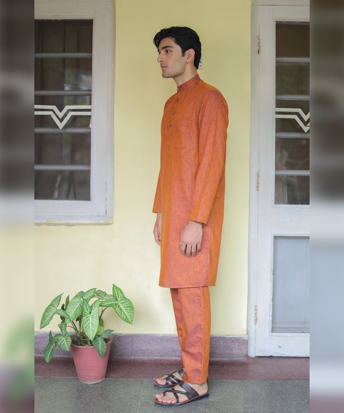 Rustic Elegance Linen Kurta Pyjama Set