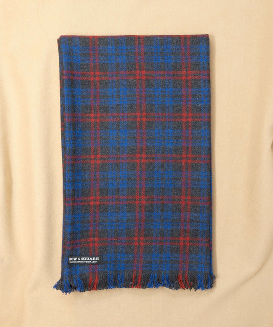 Blue & Red Plaid Tweed Scarf