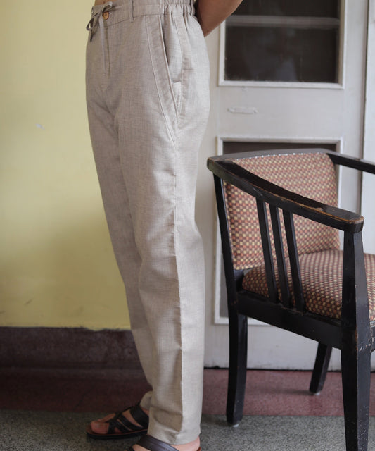 Cotton Linen Leisure Pants - Natural Beige