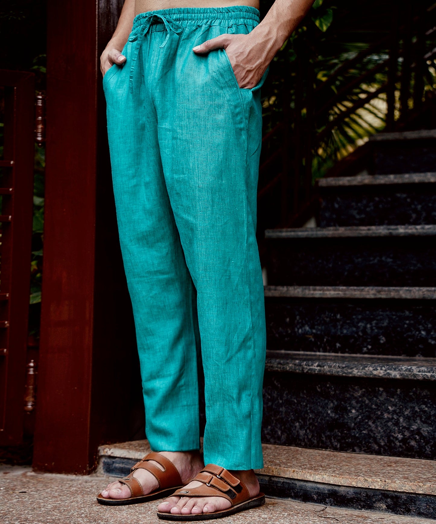 Pine Green Linen Kurta Pyjama Set