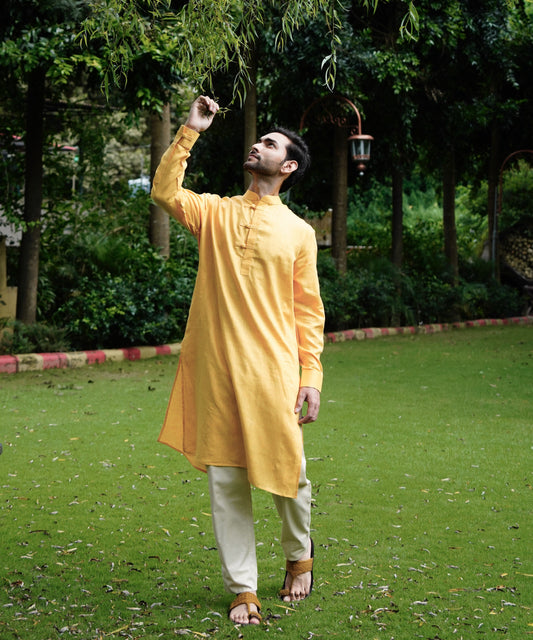 Marigold Linen Kurta Pyjama Set