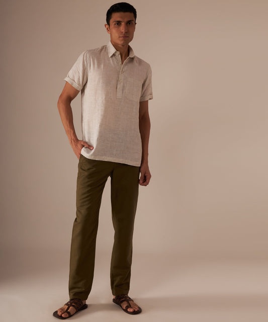 Ecru Striped Popover