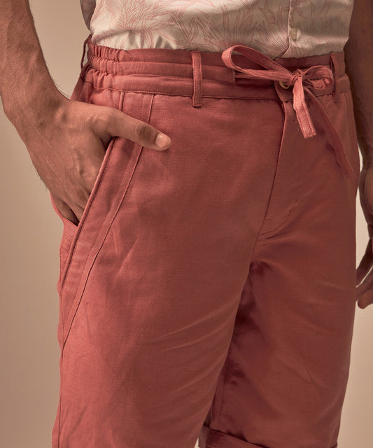 Salmon Linen Shorts