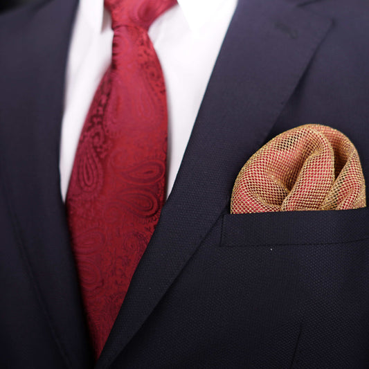 Regal Net Red Pocket Square