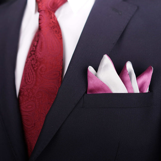 Regal Silver - Purple Pocket Square