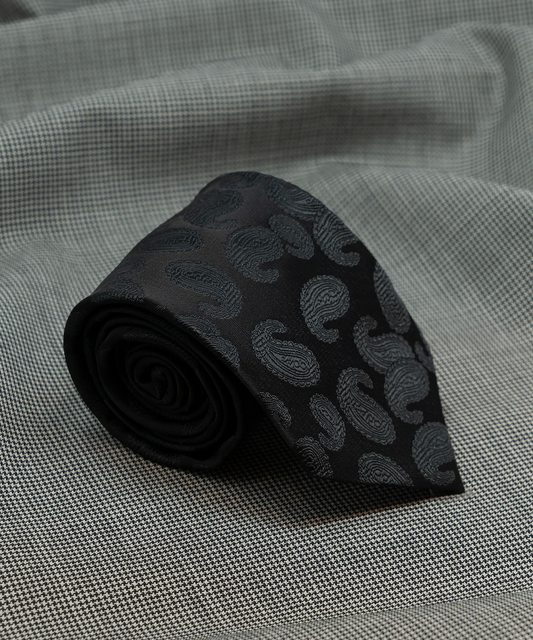 Monochrome Black Paisley Necktie