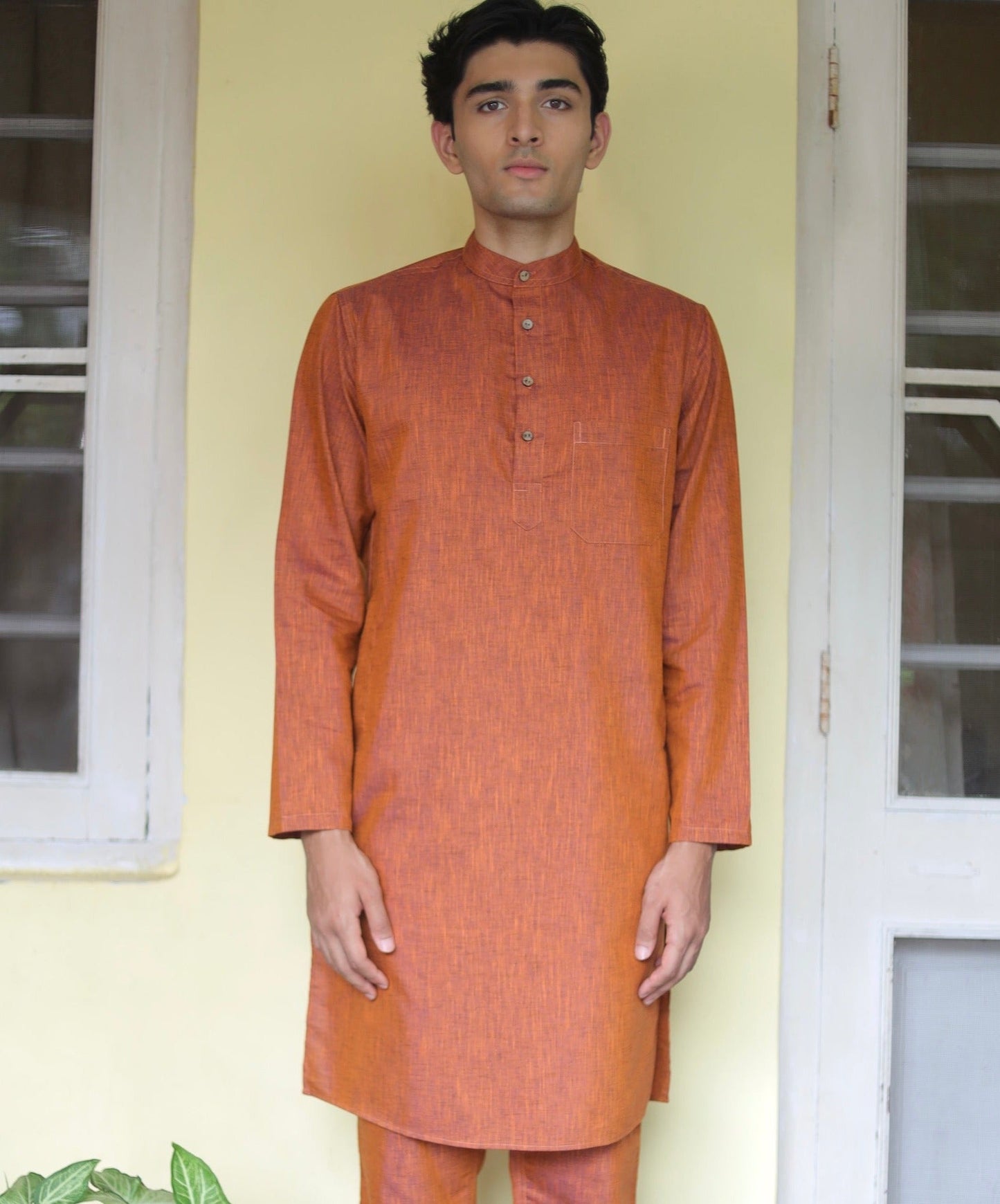 Rustic Elegance Linen Kurta Pyjama Set