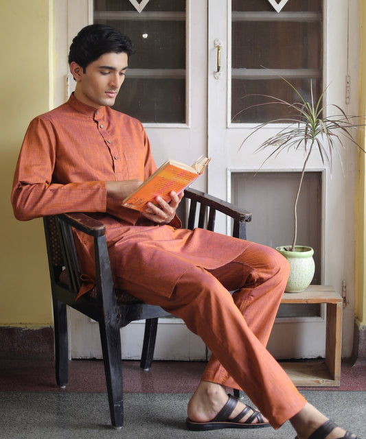 Rustic Elegance Linen Kurta Pyjama Set